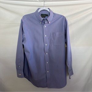 Lauren Ralph Lauren Non Iron Blue Pink Striped Button Down Size 16 32/33 Shirt